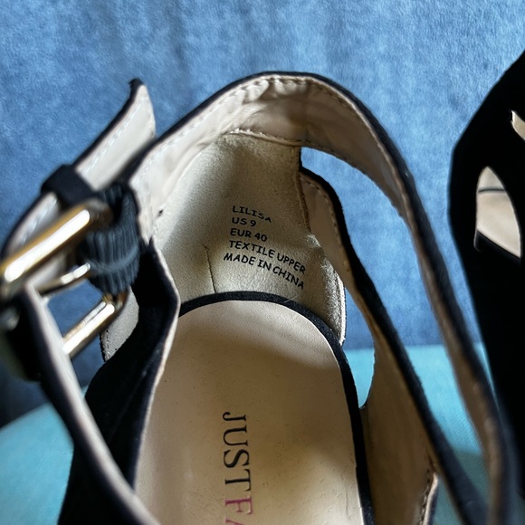 JustFab black suede wedge heel women's size 9 - Picture 5 of 6